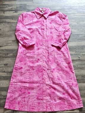 Black Label By Chico's Printed All Day Topper Dress Haute Pink. Size L